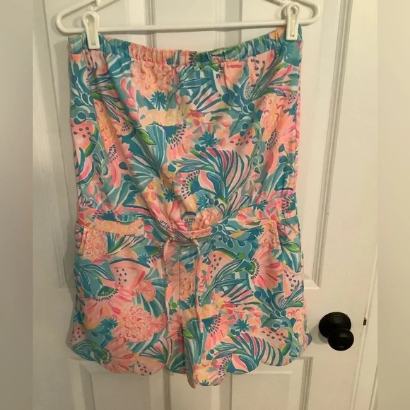 🎈HOST PICK🎈 Lilly Pulitzer Jace Romper Tropical Punch Sz Large - Picture 3 of 8